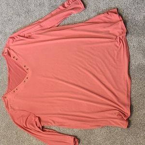 Pink V-neck Lightweight Blouse with Gold Embellishments